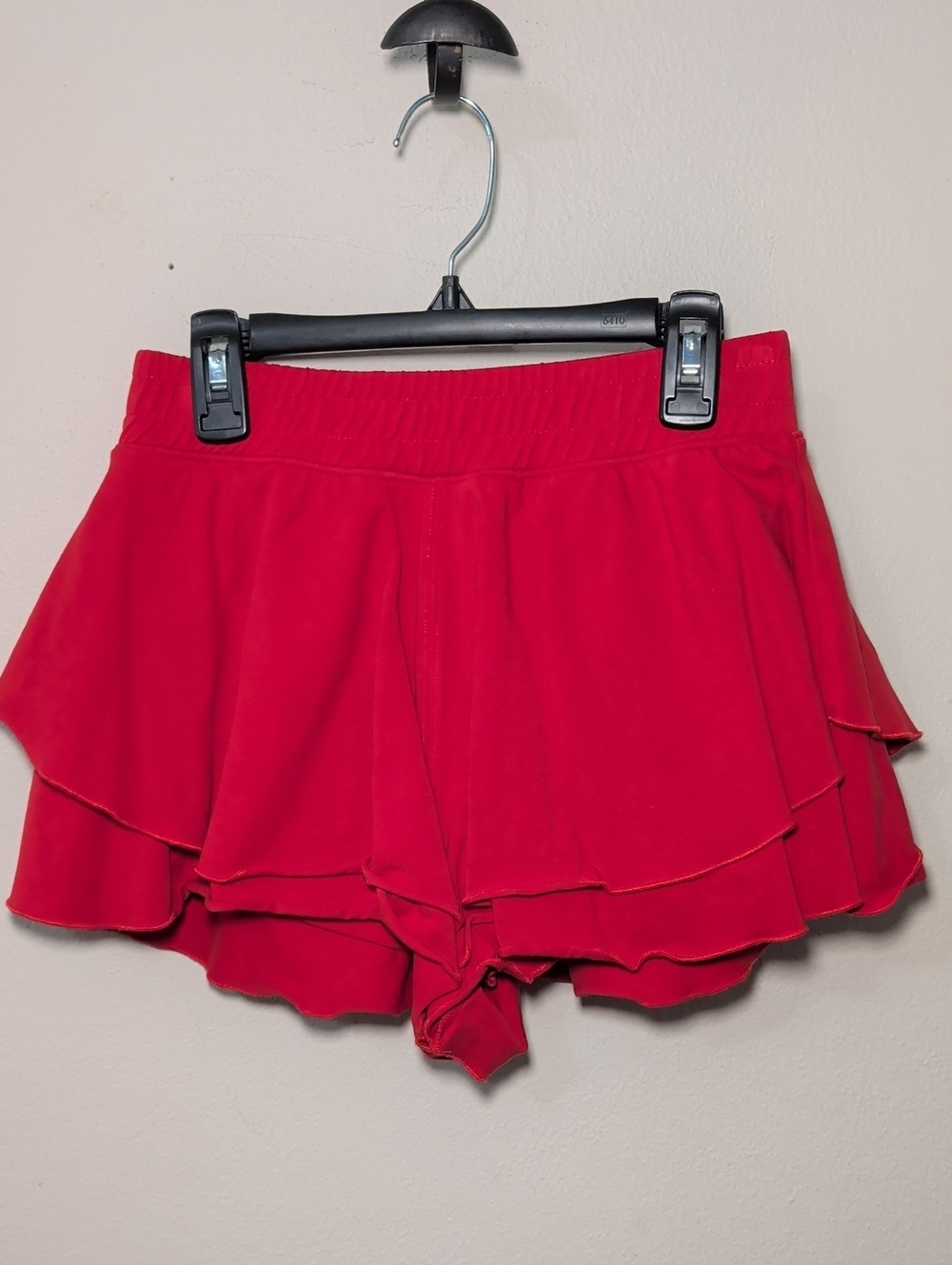 Paperflower Red Layered Ruffle-Hem Shorts Cotton Spandex Comfy Girls Size L